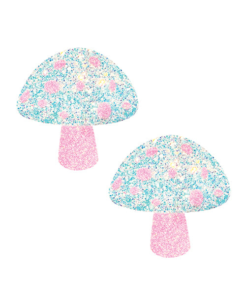 Neva Nude Lingerie - Packaged Black Light Shroom Pasties in pink and white with adhesive backing for festival and party wear