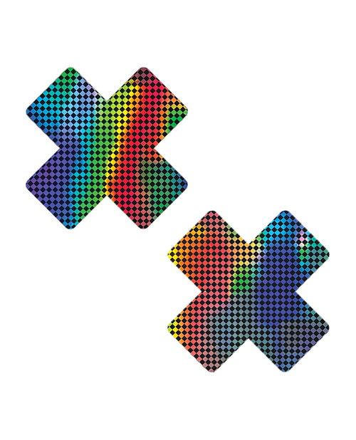Neva Nude Lingerie Holographic X Nipple Pasties Reusable Adhesive for Festival Wear