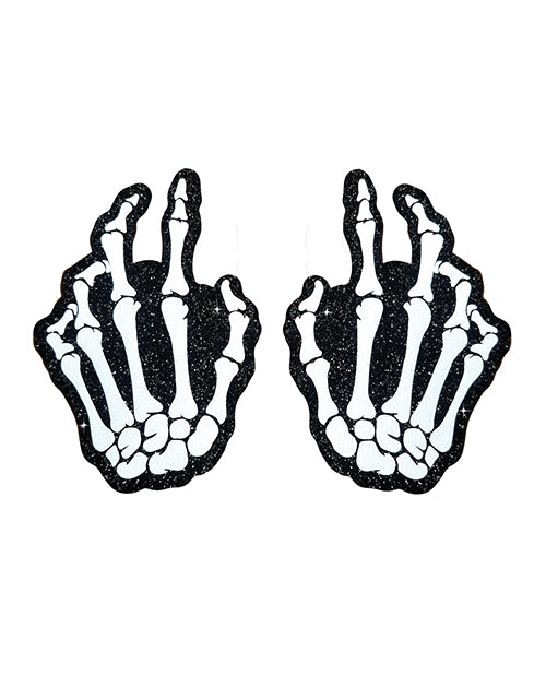 Neva Nude Lingerie Holographic Skeleton Hands Pasties Self-Adhesive Reusable for Bold Fashion