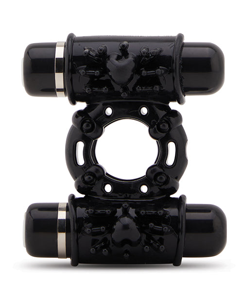 Nu Sensuelle Double Action Cockring with Dual 7-Function Bullets - Black