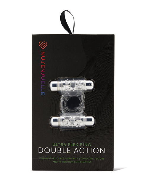 Nu Sensuelle Penis Enhancement Cockring with Dual 7-Function Silicone Bullet Vibrators for Enhanced Dual Stimulation