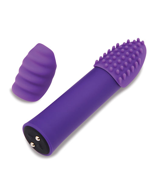 Nu Sensuelle Point Plus Bullet Stimulator with Interchangeable Sleeves - Purple