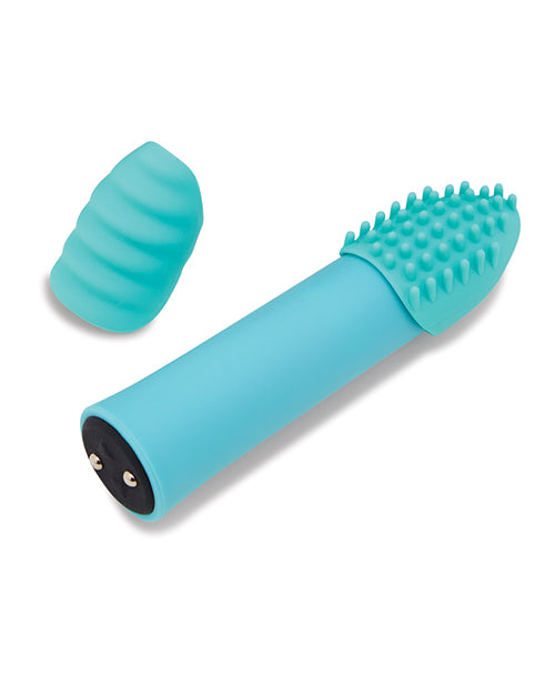 Nu Sensuelle Point Plus Rechargeable Bullet Stimulator with Interchangeable Sleeves – Tiffany Blue