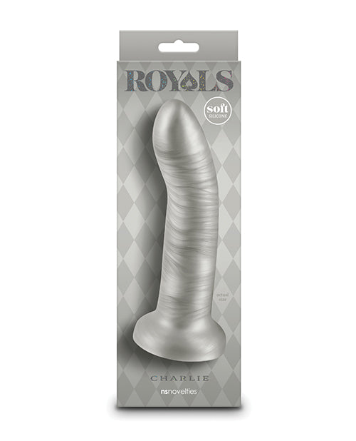 Royals Dildo 7-Inch Metallic Champagne Curved Silicone Suction Cup for Hands-Free Versatile Pleasure