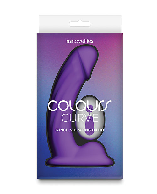 Colours Curve Vibrating 6-Inch Dildo in Purple with Suction Base