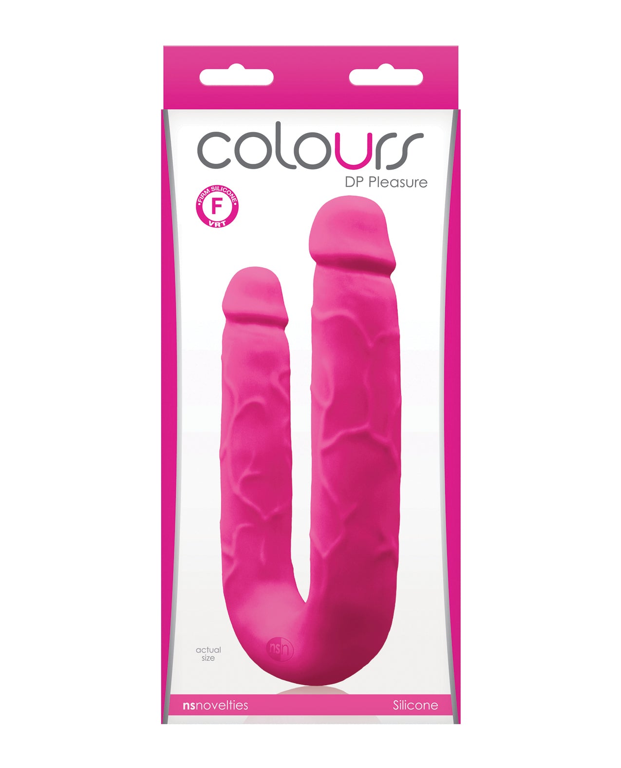 Colours Double Dong Silicone Realistic Texture Pink for Double Penetration Pleasure