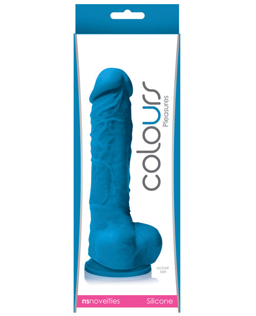 Colours dildo blue silicone realistic molded satin texture with suction cup for lifelike pleasure