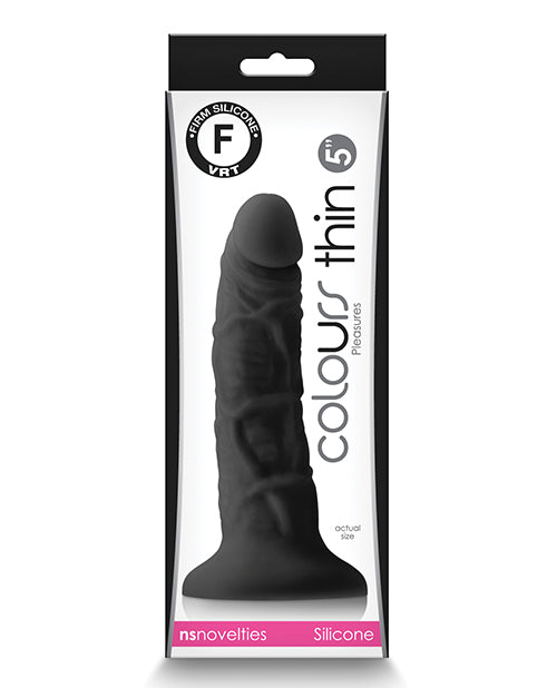 Colours Dildo Black Silicone Realistic Veined Texture Suction Base for Versatile Pleasure