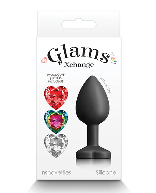Glams Small Silicone Butt Plug with Interchangeable Heart Gems for Stylish Anal Play