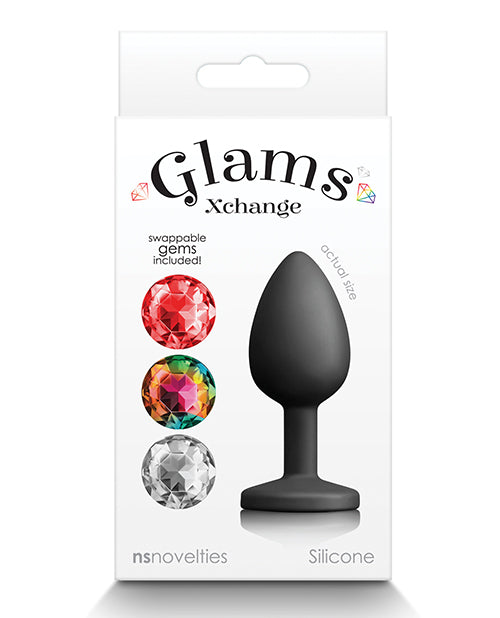 Glams Small Silicone Anal Plug with Interchangeable Round Gems for Stylish Personalization and Comfort