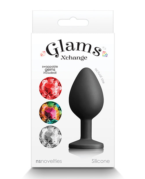 Glams Anal Plug Silicone Medium Interchangeable Colorful Gems for Comfortable Pleasurable Use