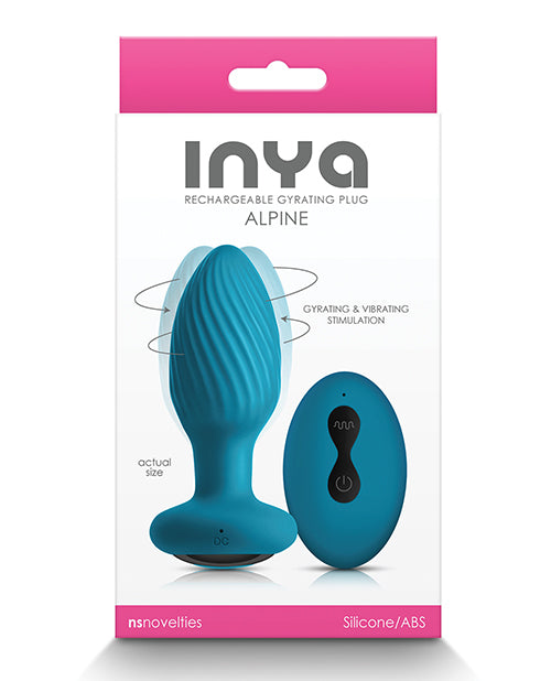 Inya Anal Product Teal Silicone Remote-Controlled Gyrating Motor Plug for Hands-Free Pleasure