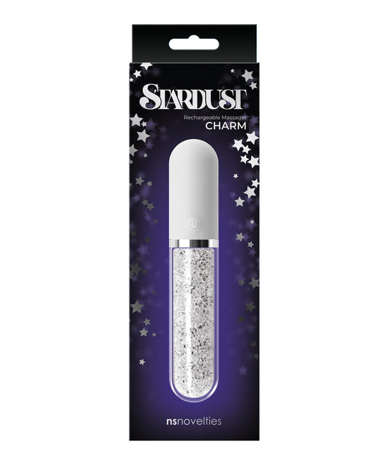 Stardust Stimulator Platinum Silicone Glass Swarovski Crystals Rechargeable for Elegant Intimate Play