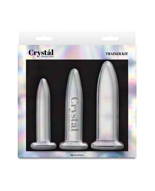 Crystal Anal Trainer Kit clear borosilicate glass 3 piece set with smooth tapered design for safe anal training