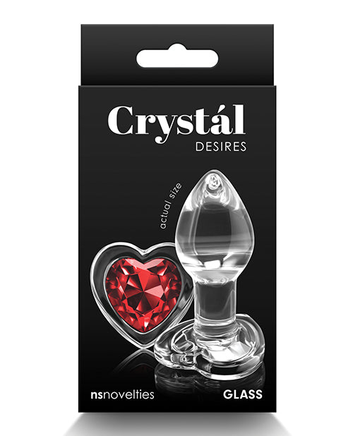 Crystal Anal Plug Small Glass Heart Gem Red Base for Comfortable Beginner Anal Play and Passionate Encounters