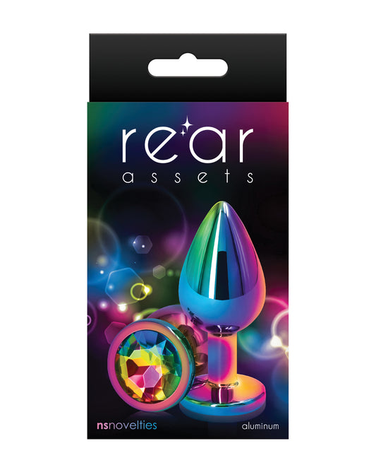 Rear Assets Anal Plug Chrome-Plated Rainbow Aluminum Medium Size for Visual Excitement