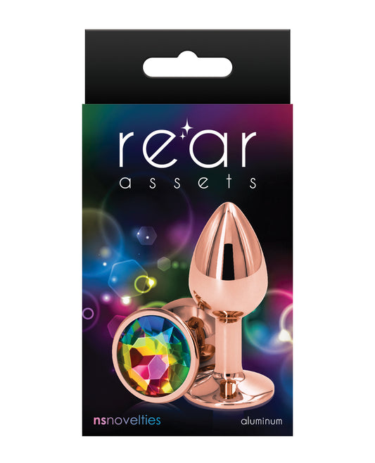 Rear Assets Anal Plug Rose Gold Rainbow Finish Lightweight Aluminum for Sensual Play