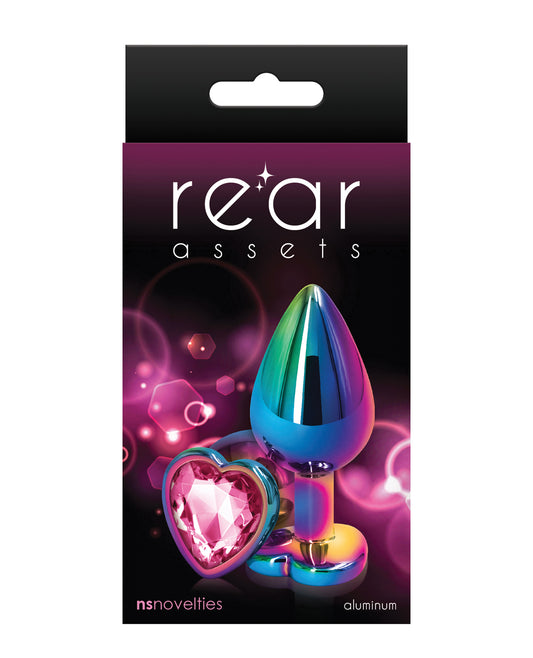 Rear Assets Anal Plug Heart-Shaped Chrome-Plated Aluminum in Pink for Visual Excitement and Effortless Penetration