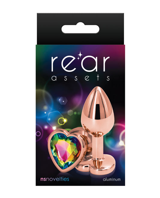 Rear Assets Anal Plug Chrome-Plated Lightweight Heart Rainbow Jewel for Visual Excitement