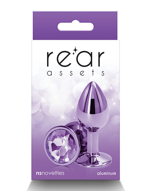 Rear Assets Anal Plug Chrome-Plated Lightweight Aluminum in Purple for Sensual and Visual Enjoyment