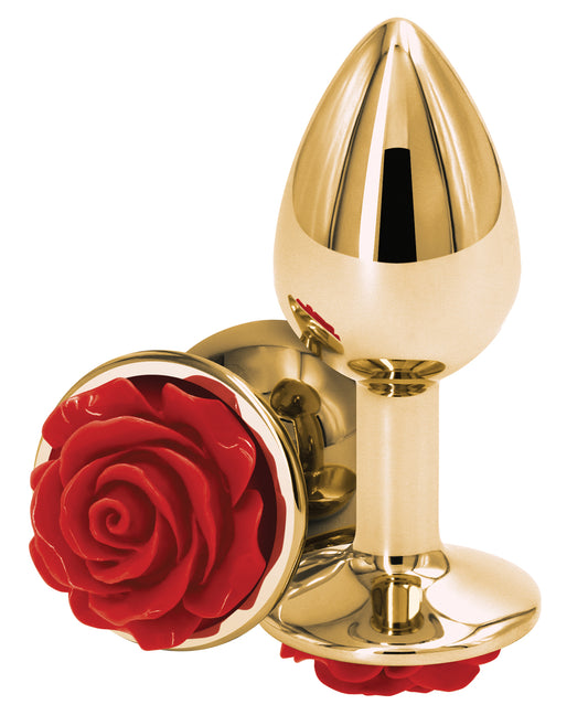Rear Assets Anal Toy Chrome-Plated Lightweight Aluminum Red Rose for Visual Excitement and Comfortable Wear