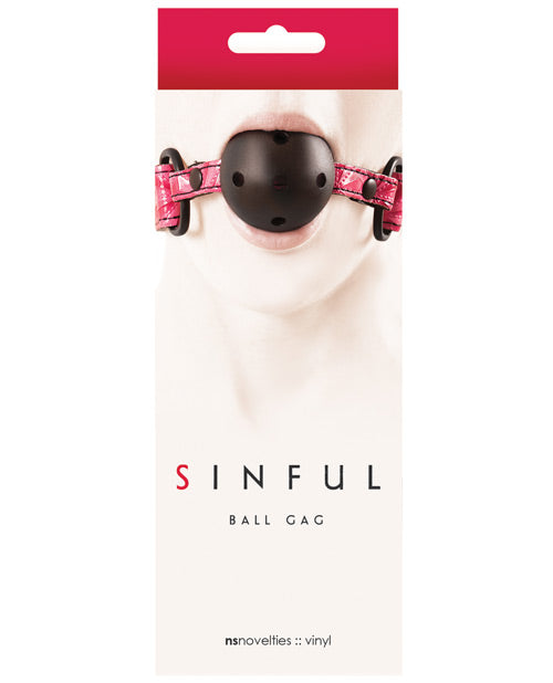Sinful Bondage Restraint Pink Ball Gag Adjustable Strap Nickel-Free Hardware for Comfortable Adult Play