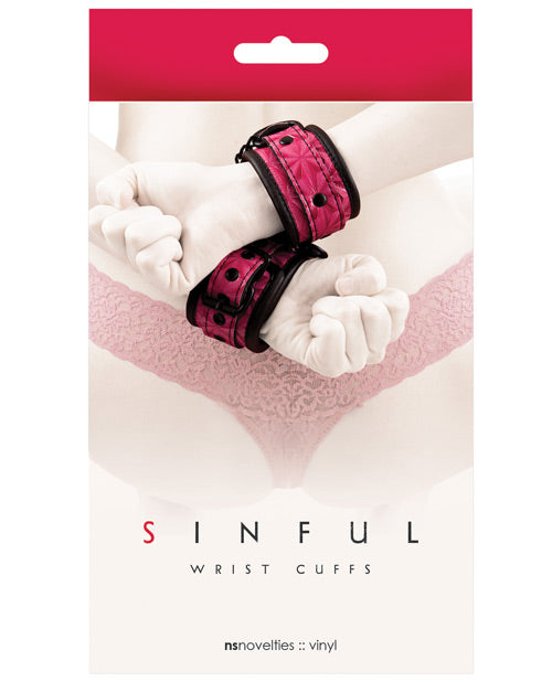Sinful Bondage Restraints Adjustable Pink Wrist Cuffs with Neoprene for Comfortable Secure Play