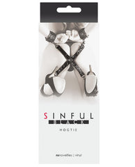 Sinful Bondage Restraint Black Adjustable Hogtie with Nickel-Free Hardware for Secure BDSM Play