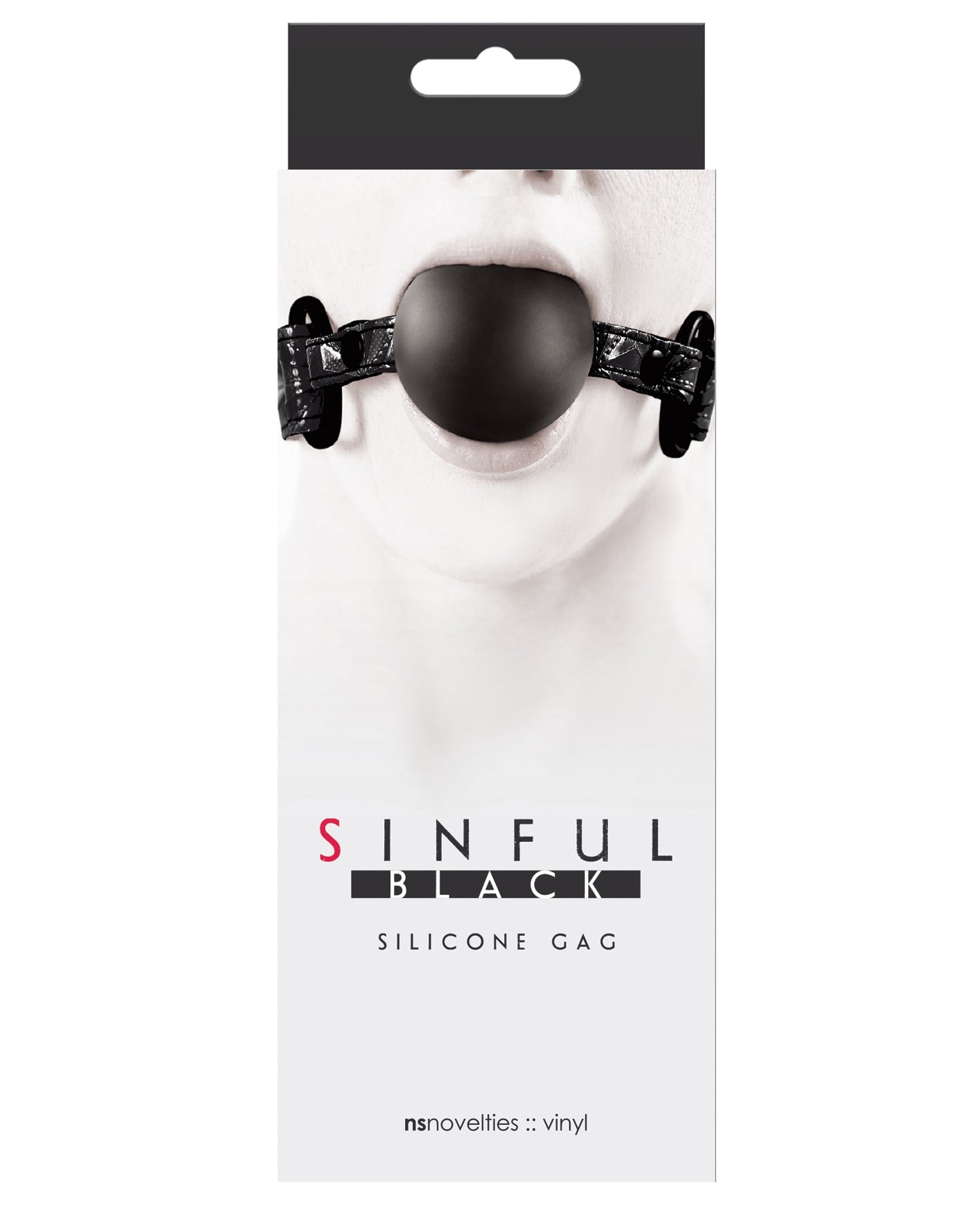 Sinful Bondage Restraint Silicone Ball Gag Embossed Vinyl Strap for Comfortable Play