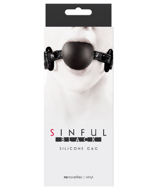 Sinful Bondage Restraint Silicone Ball Gag Embossed Vinyl Strap for Comfortable Play