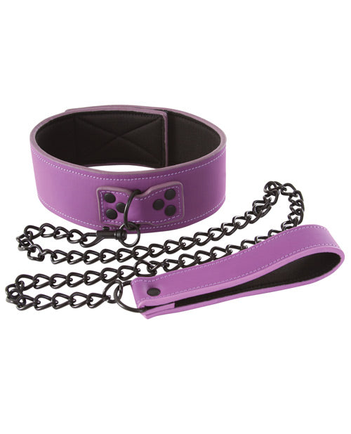 Purple Vinyl Bondage Collar with Neoprene Lining and Velcro Closure
