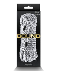 Bound Bondage Rope Silver Soft Polyester Fiber 25ft Versatile Non-Chafing for Comfortable Restraint Play