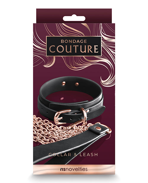 Bondage Couture Bondage Collar & Leash Nickel-Free Hardware Black Restraint Set for Stylish Roleplay and Bedroom Accessory