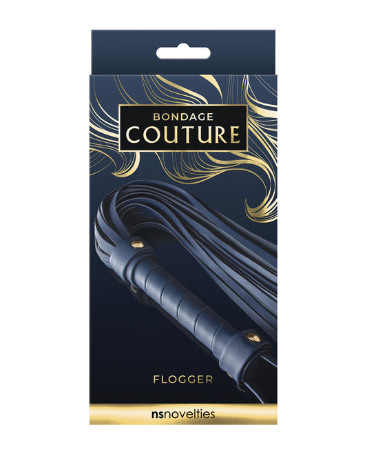 Bondage Couture Blue Flogger with Synthetic Material and Nickel-Free Hardware for Stylish Safe Bedroom Play