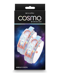 Cosmo Bondage Ankle Cuffs Holographic Vinyl Rose Gold Hardware for Secure Adjustable Restraint