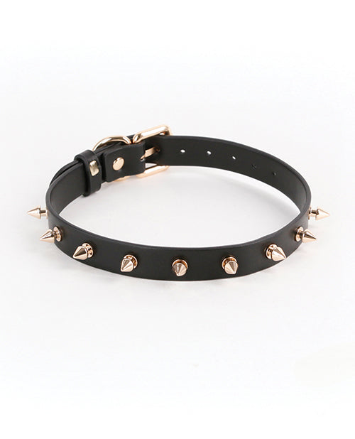 Fetish & Fashion Bondage Collar with Metal Stud Spikes and Adjustable Buckle for Restraint Play