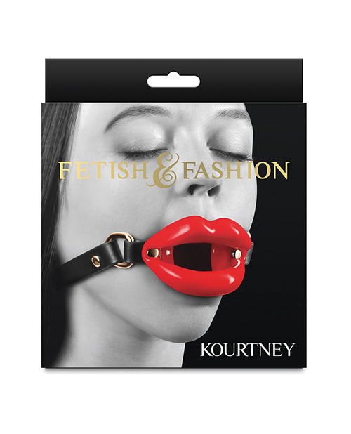 Fetish and Fashion Ball Gag adjustable black red PU strap nickel-free hardware for bondage restraint