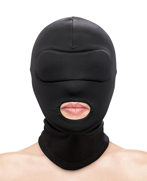 Fetish and Fashion Bondage Hood Soft Nylon Open Mouth Design for Sensory Play and Comfortable Fit