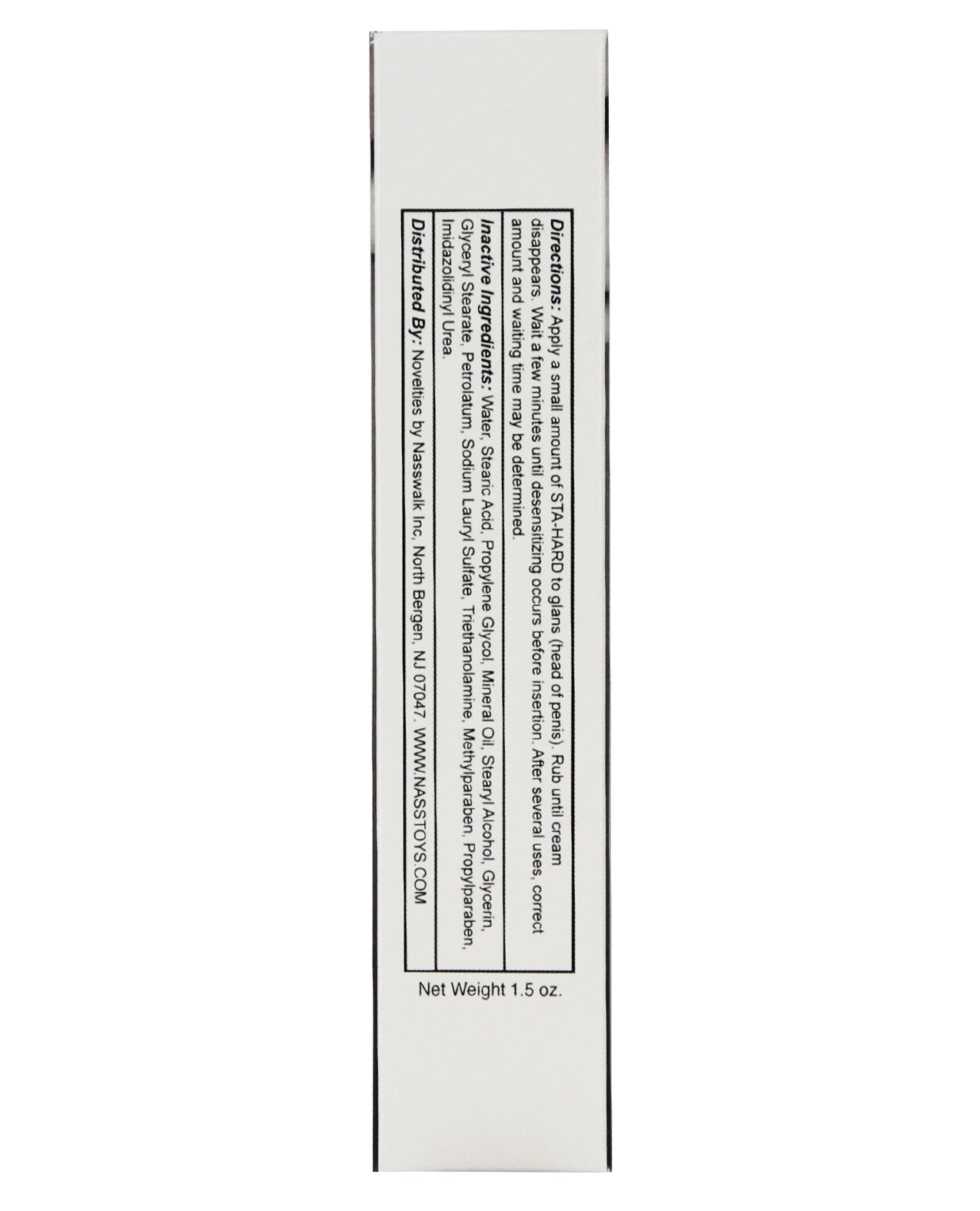 Sta-Hard Unflavored Delay Cream with Benzocaine - 1.5 oz Tube