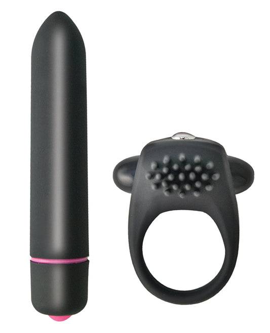 Intense Black Cockring & Bullet Vibrating Couples Stimulator