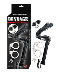 Nasstoys Bondage Kit Whip and Cuff Set with Feather Nipple Clamps for Beginner Sensory Restraint Play