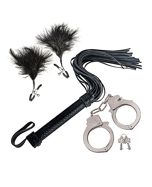Bondage by Nasstoys Whip & Cuff Set  - Black