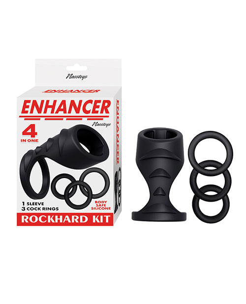 Nasstoys Penis Enhancement Kit with Ribbed Silicone Sleeve and Multi-Size Cock Rings for Enhanced Performance and Stimulation