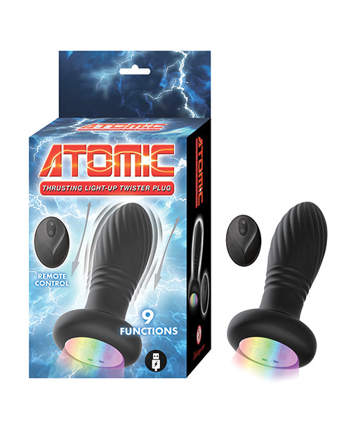 Nasstoys anal plug with thrusting and twisting functions, light-up base, and waterproof silicone for stimulating anal pleasure