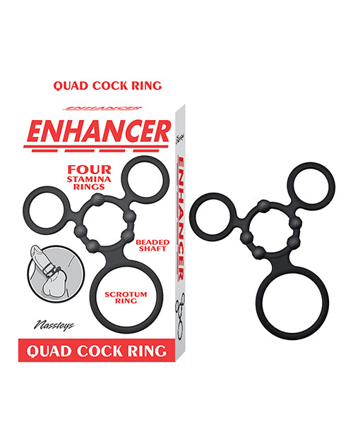 Enhancer Quad Cock Ring - Black Silicone Stamina Ring