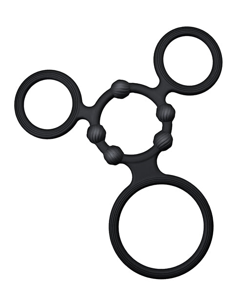 Enhancer Quad Cock Ring - Black Silicone Stamina Ring