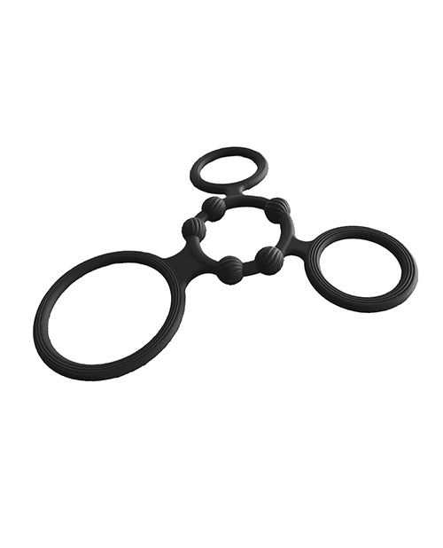 Enhancer Quad Cock Ring - Black Silicone Stamina Ring