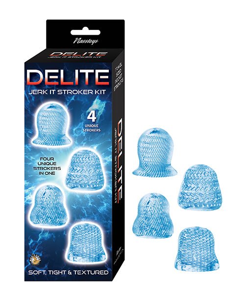 Delite Jerk It Stroker Kit - Blue Male Stroker Set with Realistic Texture