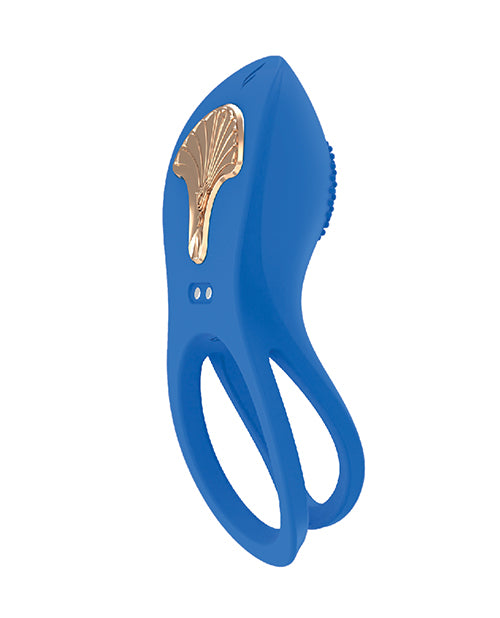 Gold Glam Silicone Cock Ring in Blue with Gold Accent