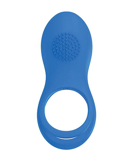 Gold Glam Blue Silicone Cock Ring with Gold Accent